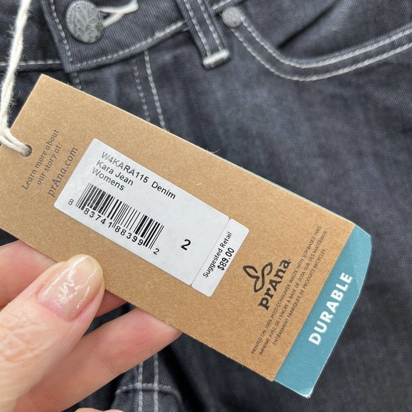Prana Jeans Womens 26X32 Dark Wash Mid Rise Narrow Straight Breathe Denim Pant - Picture 3 of 12